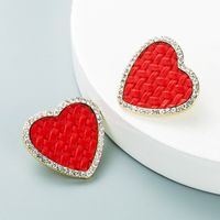 European And American Fashion & Trend New Product Creative Simple Love Heart-shaped Alloy Rhinestone Earrings Female All-matching Graceful Korean Earrings main image 3