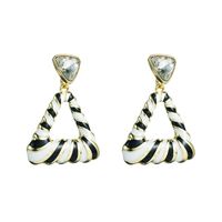 European And American Stripes Color Matching Black And White Retro Geometric Oil Drop Earrings main image 6