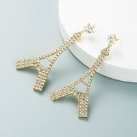 European And American Fashion Creative Eiffel Tower Alloy Rhinestone Earrings main image 3