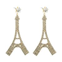 European And American Fashion Creative Eiffel Tower Alloy Rhinestone Earrings main image 6