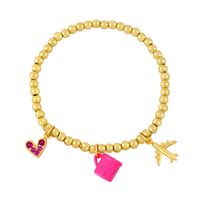 Creative Trend Fun Bracelet Cute Coffee Cup Airplane Love Heart Pendant Bead Bracelet main image 3