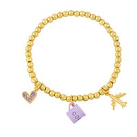 Creative Trend Fun Bracelet Cute Coffee Cup Airplane Love Heart Pendant Bead Bracelet main image 4