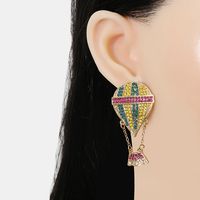 New Retro Creative Color Hot Air Balloon Earrings Fashion Simple Ear Jewelry main image 3