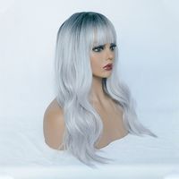 2021chemical Fiber Headgear Gradient Blue Long Curly Hair Big Wave Wigs Headgear Wig main image 7