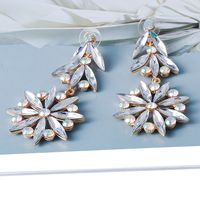 55756 New European And American Personalized Diamond Female Stud Earrings Flower Shape Geometric Earrings Cross-border Supply Wholesale main image 5