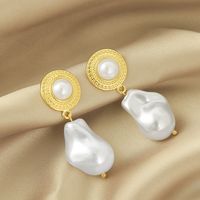 European And American Medieval Geometric Irregular Pearl Earrings Inlaid Pearl Earrings main image 3