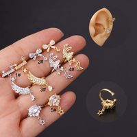 Bow Feather Fashion Zircon Ear Bone Clip Earrings One-piece Wholesale Jewelry main image 3
