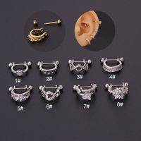 Ear Cartilage Rings & Studs Fashion Crown 316 Stainless Steel  Copper Plating main image 4