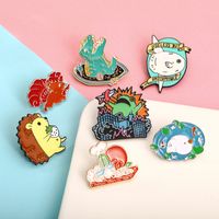 Cross-border New Arrival Oil Drip Brooch Europe And America Creative Cartoon Animal Brooch Student Backpack Clothing Accessories Wholesale main image 1