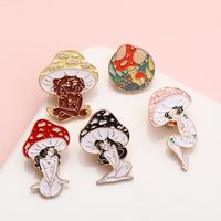 Cross-border New Arrival Oil Drip Brooch Europe And America Creative Personalized Mushroom Girl Brooch Bag Clothing Accessories Wholesale main image 6