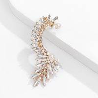 Bijoux Mode Exagérée Cristal Perle Diamant Boucles D&#39;oreilles Personnalité Feuille Géométrique Oreille Os Clip main image 5