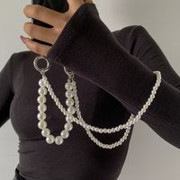 Temperament Double Layer Imitation Pearl Woven Mobile Phone Chain Creative U-shaped Tassel Woven Jewelry main image 1
