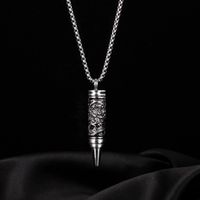 Jewelry Personality Retro Panlong Bullet Pendant Stainless Steel Necklace main image 3