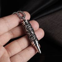 Jewelry Personality Retro Panlong Bullet Pendant Stainless Steel Necklace main image 4