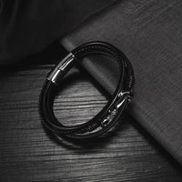 Fashion Trend Woven Multi-layer Winding Men's New Stainless Steel Leather Bracelet main image 4