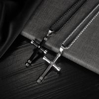 Opk Ornament European And American Personalized Men's Stainless Steel Necklace Disco Street Hiphop Vintage Cross Pendant main image 3