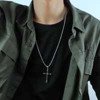 Opk Ornament European And American Personalized Men's Stainless Steel Necklace Disco Street Hiphop Vintage Cross Pendant main image 5