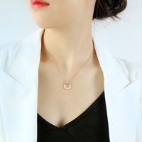 Korea Diamond Small Circle Clavicle Chain Long Pendant Necklace main image 5