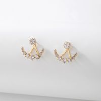 925 Silver Needle Cute And Compact Rhinestone Star And Moon Stud Earring European And American Ins Fashion Temperament A Pair Of Earrings Dual Purpose Female sku image 1