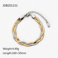 Fashion Simple Stainless Steel Plated 18k Gold Three-strand Snake Chain Winding Bracelet sku image 1