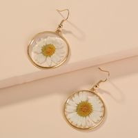 European And American Cross-border New Round White Natural Chrysanthemum Resin Earrings Accessories sku image 1