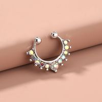 Fashion Multi-color Diamond-studded Colored Diamond Nose Ring Piercing Nose Nail Jewelry Accessories sku image 2