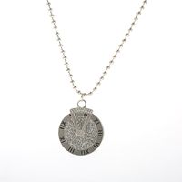 Hip-hop Punk Style Exaggerated Necklace Simple Retro Roman Numerals Time Disc Clavicle Chain sku image 1