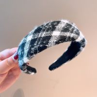 Retro Plaid Style Cashmere Wide Version Simple Sponge Headband Ornaments sku image 5