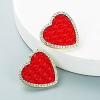 European And American Fashion & Trend New Product Creative Simple Love Heart-shaped Alloy Rhinestone Earrings Female All-matching Graceful Korean Earrings sku image 1