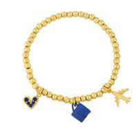 Creative Trend Fun Bracelet Cute Coffee Cup Airplane Love Heart Pendant Bead Bracelet sku image 2