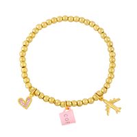 Creative Trend Fun Bracelet Cute Coffee Cup Airplane Love Heart Pendant Bead Bracelet sku image 4