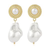 European And American Medieval Geometric Irregular Pearl Earrings Inlaid Pearl Earrings sku image 1