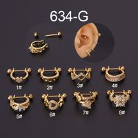 Ear Cartilage Rings & Studs Fashion Crown 316 Stainless Steel  Copper Plating sku image 5