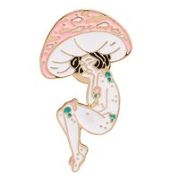 Cross-border New Arrival Oil Drip Brooch Europe And America Creative Personalized Mushroom Girl Brooch Bag Clothing Accessories Wholesale sku image 2