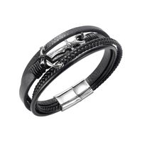Fashion Trend Woven Multi-layer Winding Men's New Stainless Steel Leather Bracelet sku image 1