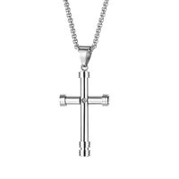 Opk Ornament European And American Personalized Men's Stainless Steel Necklace Disco Street Hiphop Vintage Cross Pendant sku image 1