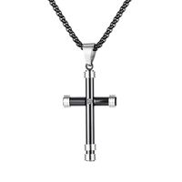 Opk Ornament European And American Personalized Men's Stainless Steel Necklace Disco Street Hiphop Vintage Cross Pendant sku image 2