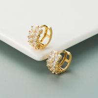 European And American Fashion Trend Copper-plated Micro-inlaid Zircon Double-layer Geometric Rainbow Earrings sku image 1