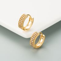 Trend Small Golden Earring Ear Bone Ring Simple Temperament Copper Zircon Ear Buckle Earrings sku image 1