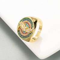 European And American Exaggerated Copper Gold-plated Micro-inlaid Color Zircon Simple Atmosphere Open Ring sku image 2