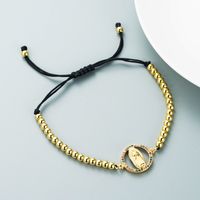 European And American Fashion Romantic Heart-shaped Copper Micro Inlaid Zircon Bracelet Female Cold Wind Virgin Black Rope Beaded Adjustable Bracelet sku image 1