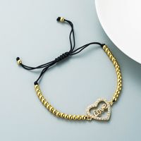 European And American Fashion Romantic Heart-shaped Copper Micro Inlaid Zircon Bracelet Female Cold Wind Virgin Black Rope Beaded Adjustable Bracelet sku image 2