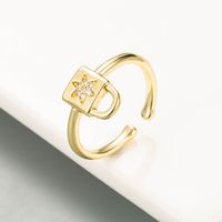 European And American Fashion Ins Personality Heartbreak Special-interest Design Love Love Lock Copper-plated Gold Micro-inlaid Zircon Ring Ring sku image 2