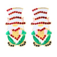 Creative Santa Claus Earrings Alloy Rhinestone Drop Oil Christmas Popular Fashion Earrings sku image 1