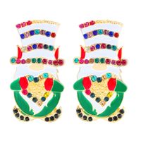 Creative Santa Claus Earrings Alloy Rhinestone Drop Oil Christmas Popular Fashion Earrings sku image 2