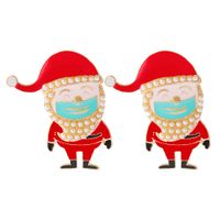New Popular Santa Claus Earrings Alloy Rhinestone Cartoon Earrings Fashion Accessories sku image 1