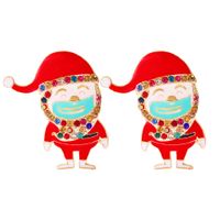 New Popular Santa Claus Earrings Alloy Rhinestone Cartoon Earrings Fashion Accessories sku image 2