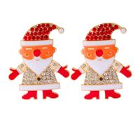 European And American Christmas Day Alloy Diamond-studded Santa Claus Creative Shiny Earrings sku image 1