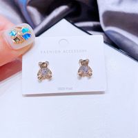 Nuevos Pendientes De Circonita Con Forma De Corazón De Moda Japonesa Y Coreana De Aguja De Plata 925 Para Mujer Con Pendientes De Oreja De Oso De Dibujos Animados Lindos sku image 1