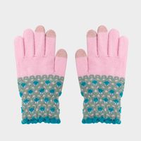 Gloves Female Winter Fleece-lined Warm-keeping And Cold-proof Touch Screen Gloves Cute Fashion Net Red Wind Student Five Finger Riding Gloves sku image 5